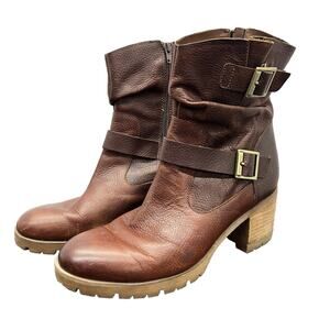 Korks Amund Brown Leather Slouch Ankle Bootie Combat Moto Bojo Style Size 11